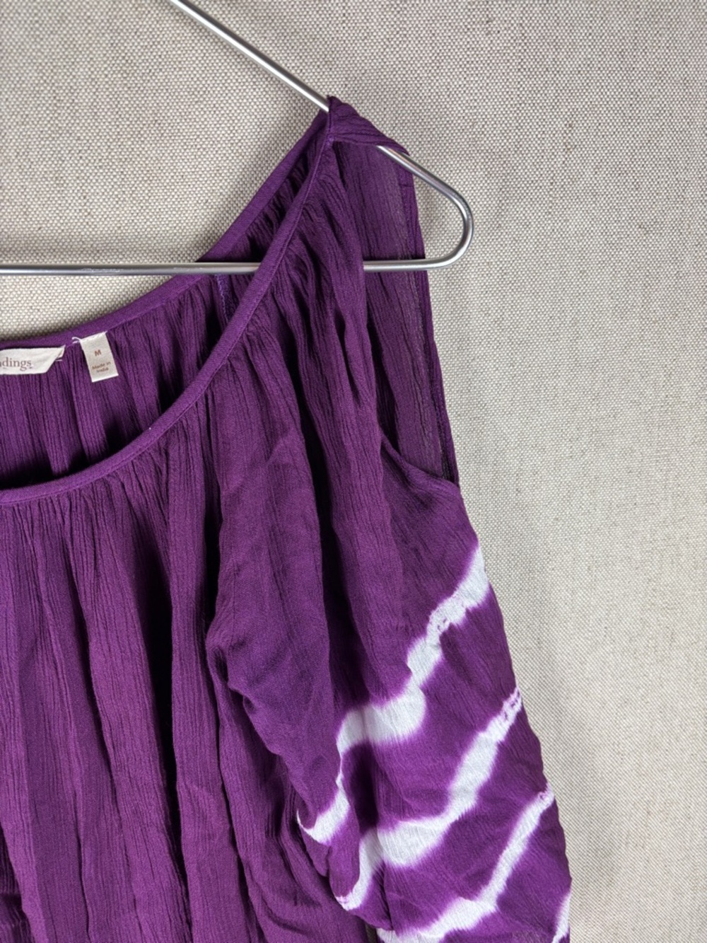 Soft Surroundings > Purple Tie-Dye Cold Shoulder Peasant Top Medium - Picture 4 of 7